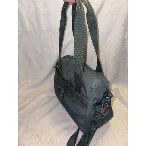 Kipling Shoulder Bag Tote Crossbody Green Nylon w/ Monkey Keychain ELIN HB7697 - Picture 5 of 16